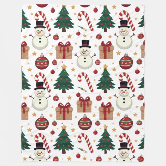 Couverture Polaire Cute Snowman & Candy Cane Christmas Throw Blanket  (Devant)