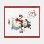 Couverture Polaire Cute Snowman Christmas Blanket for Kids With Name (Devant (Horizontal))