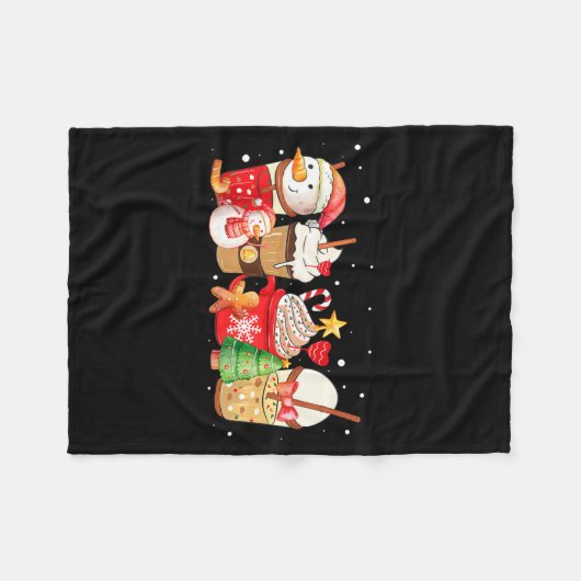Couverture Polaire Cute Snowman Coffee Lover Latte Gingerbread Funny (Devant (Horizontal))