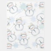 Couverture Polaire Cute Snowman & Snowflake Motif Blanche (Devant)