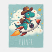 Couverture Polaire Cute Space Cowboy Dinosaur Riding Rocket (Devant)