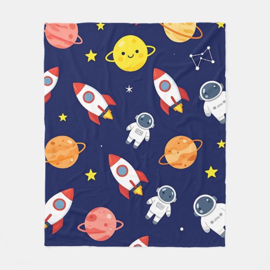 Couverture Polaire Cute Space Explorer Kids Pattern (Devant)