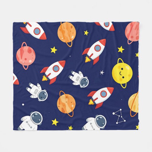 Couverture Polaire Cute Space Explorer Kids Pattern (Devant (Horizontal))