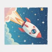 Couverture Polaire Cute space rocket blasting off (Devant (Horizontal))