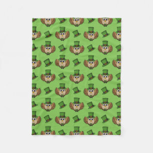 Couverture Polaire Cute St Patrick's Day Owl Cartoon