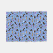 Couverture Polaire Cute Staffy Lab Chien Blanc Bones Rose Coeurs Bleu (Devant (Horizontal))