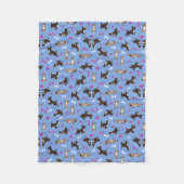 Couverture Polaire Cute Staffy Lab Chien Blanc Bones Rose Coeurs Bleu (Devant)