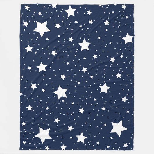 Couverture Polaire Cute Starry Cosmos Motif en bleu marine et blanc (Devant)