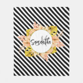Couverture Polaire Cute Stripes et Monogramme Floral (Devant)