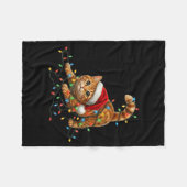 Couverture Polaire Cute Tabby Cat Christmas Funny Lights Xmas Cat In (Devant (Horizontal))