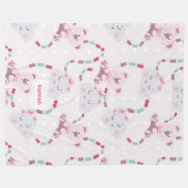 Couverture Polaire Cute Teddy Bears and Cloud Baby Girl (Devant (Horizontal))