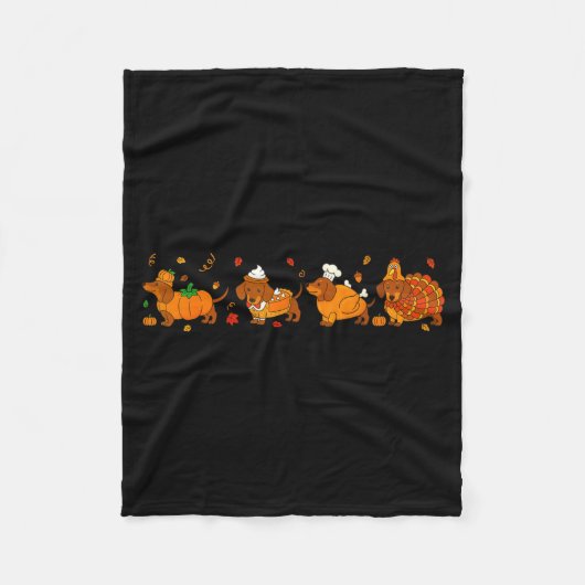 Couverture Polaire Cute Thanksgiving Dachshund Dogs Fall Gobble Prepp (Devant)