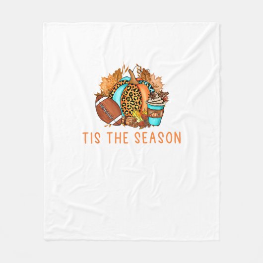 Couverture Polaire Cute Tis The Season Pumpkin Spice Latte Fall Footb (Devant)
