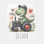 Couverture Polaire Cute Trex Dinosaur conduire un tracteur (Devant)