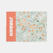 Couverture Polaire Cute Turquoise bébé animal Pastel Motif (Devant (Horizontal))