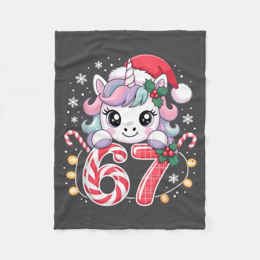 Couverture Polaire Cute Unicorn 67 Christmas Meme Six Seven Christmas (Devant)