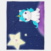 Couverture Polaire Cute Unicorn et étoiles (Devant)