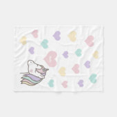 Couverture Polaire Cute Unicorn Rêver des Coeurs Filles Chambre à cou (Devant (Horizontal))