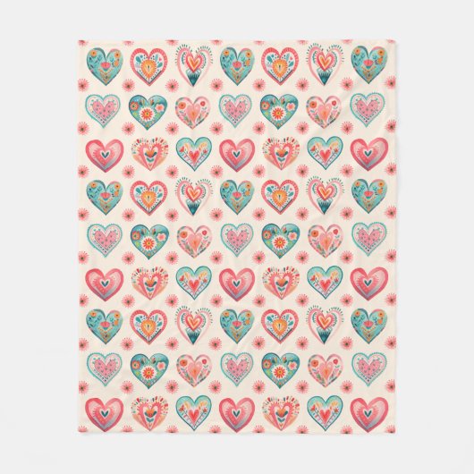 Couverture Polaire Cute Valentine Motif de coeur (Devant)