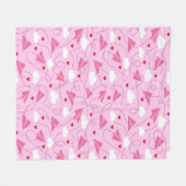 Couverture Polaire Cute Valentine Volant Avion Rouge Coeurs Rose (Devant (Horizontal))