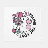 Couverture Polaire Cute Valentine's Cat Design - Feline the Love (Devant (Horizontal))