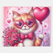 Couverture Polaire Cute Valentine's day cat/chaton (Devant (Horizontal))