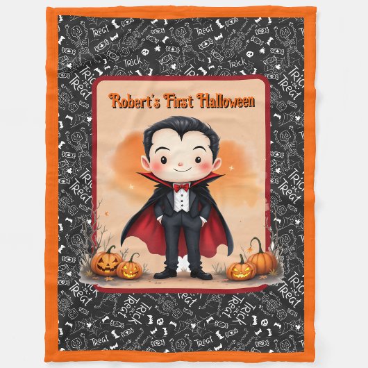 Couverture Polaire Cute Vampire Ajouter le nom de l'enfant ou la prem