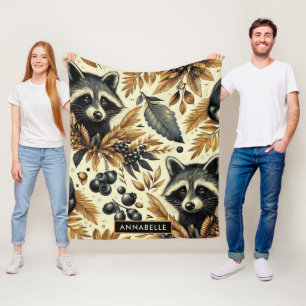 Couverture Polaire Cute Vintage Racoon Motif