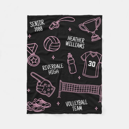 Couverture Polaire Cute Volleyball Doodle Drawing Custom Color (Devant)