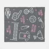 Couverture Polaire Cute Volleyball Doodle Pattern Custom Text (Devant (Horizontal))