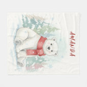 Couverture Polaire Cute watercolor Polar Bear Winter  (Devant (Horizontal))