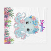 Couverture Polaire Cute Whimsical Floral Octopus Girly Birthday Cadea (Devant (Horizontal))