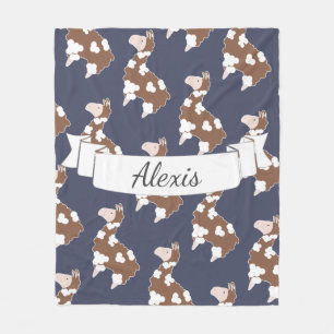 Couverture Polaire Cute White & Brown Spotspot Llamas Nom personnalis