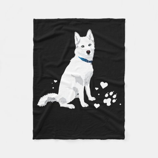 Couverture Polaire Cute White Siberian Husky - Sweet White Snow Dog (Devant)