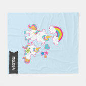 Couverture Polaire Cute White Unicorns Magique Mère & Bébé (Devant (Horizontal))