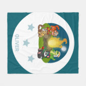 Couverture Polaire Cute Wild Animals Jungle Night Camping Party Kids (Devant (Horizontal))