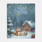 Couverture Polaire Cute Winter Animaux Blanche Toison (Devant)