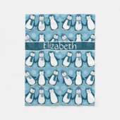 Couverture Polaire Cute Winter Penguins Design Ajouter un nom (Devant)