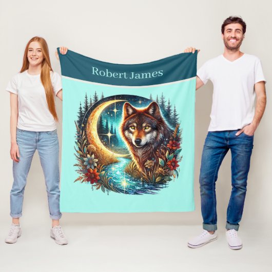 Couverture Polaire Cute wolf lovers add name  (En situation)