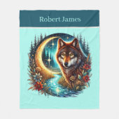 Couverture Polaire Cute wolf lovers add name  (Devant)