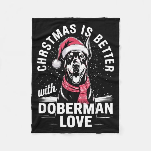 Couverture Polaire Cute Xmas Christmas Is Better With Doberman Nscher (Devant)
