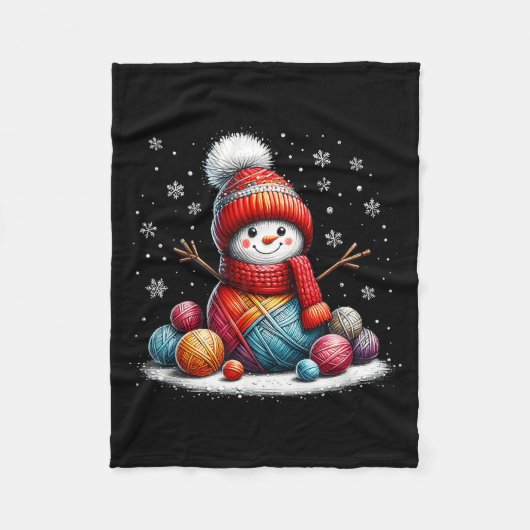 Couverture Polaire Cute Yarn Snowman Quilter Christmas Crochet Knitti (Devant)