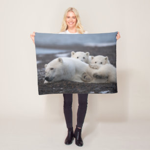 Couverture Polaire Cutest Baby Animals Polar Bear Family Alaska