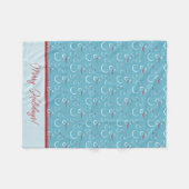 Couverture Polaire Cyan Red Merry Holidays Jote Snowman Motif (Devant (Horizontal))