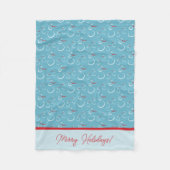 Couverture Polaire Cyan Red Merry Holidays Jote Snowman Motif (Devant)