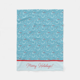 Couverture Polaire Cyan Red Merry Holidays Jote Snowman Motif