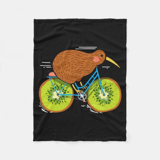 Couverture Polaire Cycle New Zealand Funny Kiwi On A Bicycle Design I (Devant)