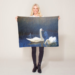 Couverture Polaire Cygnes dans les roseaux, Bruno Liljefors