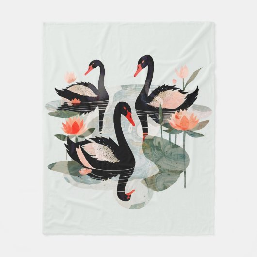 Couverture Polaire Cygnes noirs (Devant)
