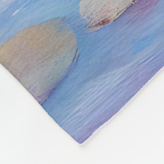 Couverture Polaire Cygnet blanc avec Roses violets (Coin)